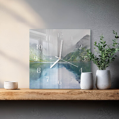 Cuadrado reloj de pared Lago de montaña