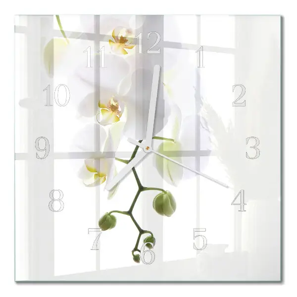 Cuadrado reloj de pared de cristal Orquídea