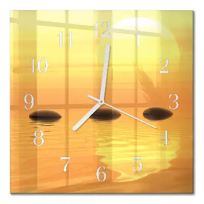Cuadrado reloj de pared de cristal Agua sol