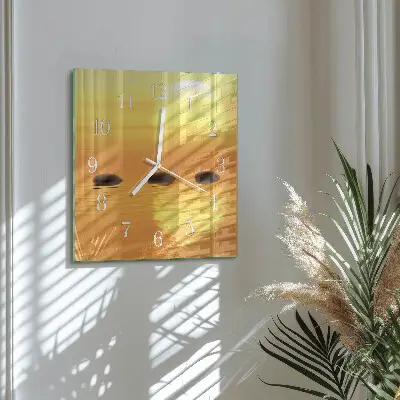 Cuadrado reloj de pared de cristal Agua sol
