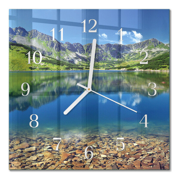 Cuadrado reloj de pared Lago de montaña