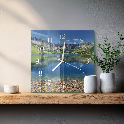 Cuadrado reloj de pared Lago de montaña