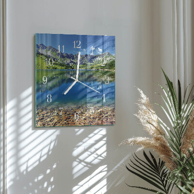 Cuadrado reloj de pared Lago de montaña