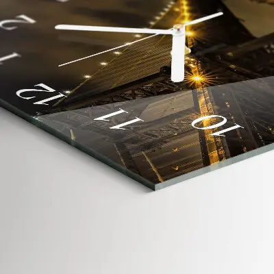 Cuadrado reloj de pared de cristal Puente nocturno