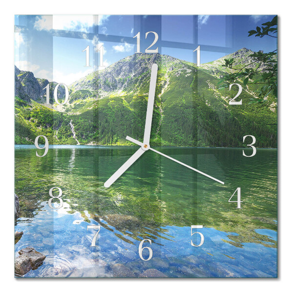 Reloj de vidrio cuadrado Lago de montaña