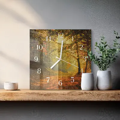 Cuadrado reloj de pared Otoño en el bosque