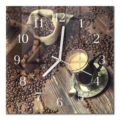 Cuadrado reloj de pared de cristal Café