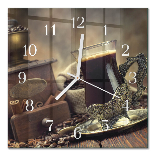 Reloj de vidrio cuadrado Café