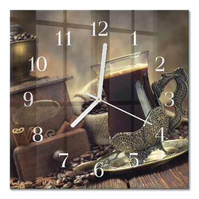 Reloj de vidrio cuadrado Café
