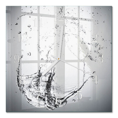 Cuadrado reloj de pared de cristal Agua