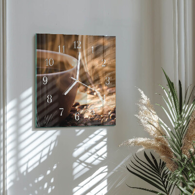 Cuadrado reloj de pared de cristal Café