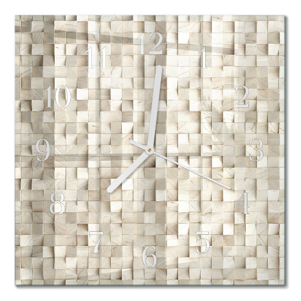 Reloj de cristal cuadrado Mosaico de madera