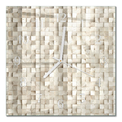 Reloj de cristal cuadrado Mosaico de madera
