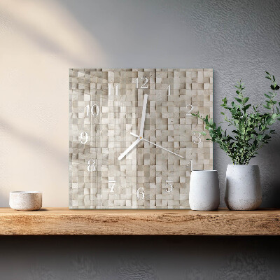 Reloj de cristal cuadrado Mosaico de madera