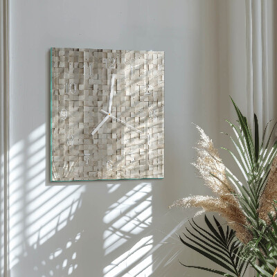 Reloj de cristal cuadrado Mosaico de madera