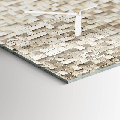 Reloj de cristal cuadrado Mosaico de madera