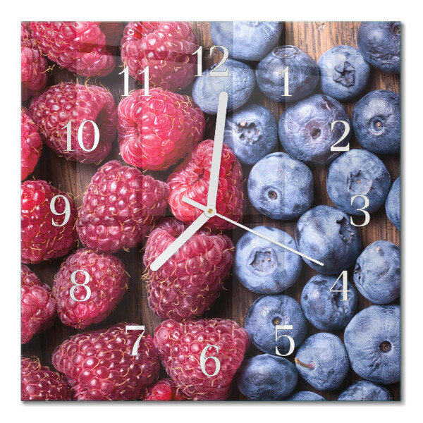 Cuadrado reloj de pared de cristal Frutos del bosque