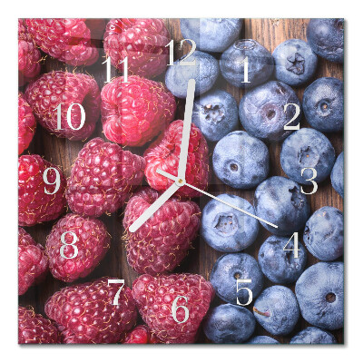 Cuadrado reloj de pared de cristal Frutos del bosque