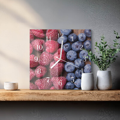 Cuadrado reloj de pared de cristal Frutos del bosque