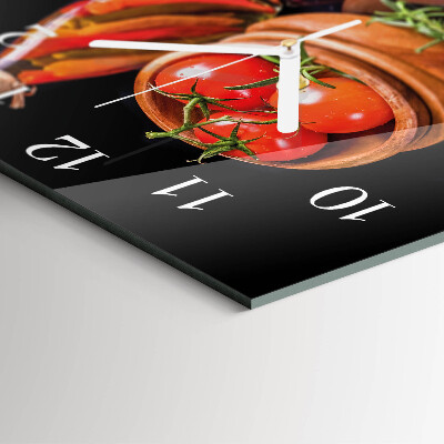 Reloj de vidrio cuadrado Tomates y ajo