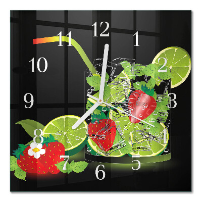 Cuadrado reloj de pared Fresa y lima