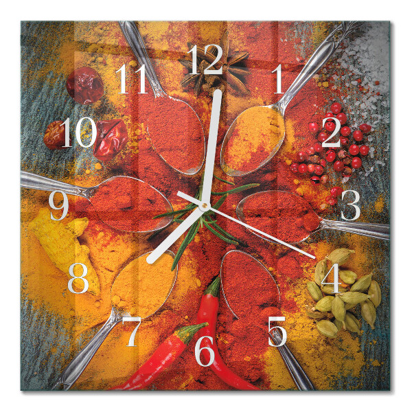 Cuadrado reloj de pared Especias