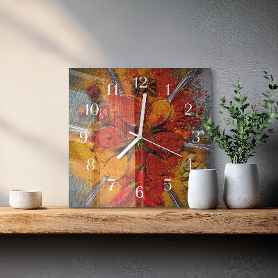 Cuadrado reloj de pared Especias
