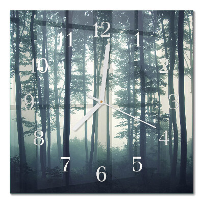 Reloj de cristal cuadrado Bosque brumoso