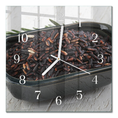 Cuadrado reloj de pared Arroz negro