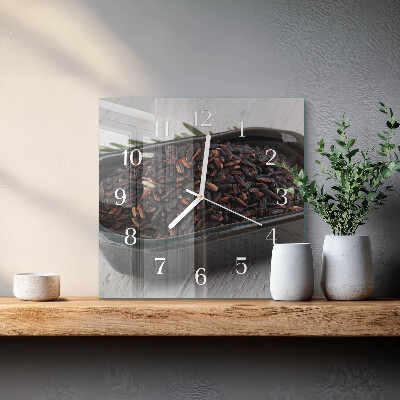 Cuadrado reloj de pared Arroz negro