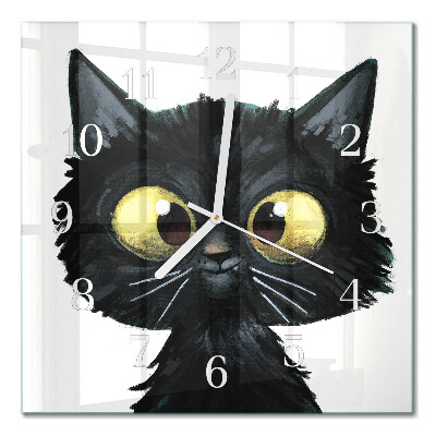 Reloj de vidrio cuadrado Gato negro