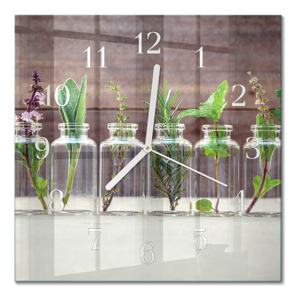 Cuadrado reloj de pared Hierbas