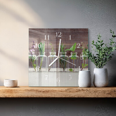 Cuadrado reloj de pared Hierbas