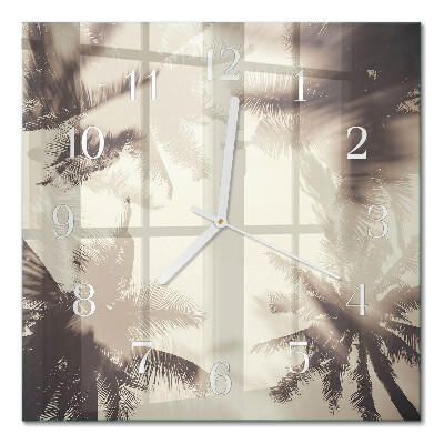 Cuadrado reloj de pared de cristal Palmeras