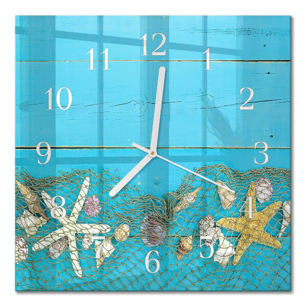 Cuadrado reloj de pared de cristal Tesoros del mar