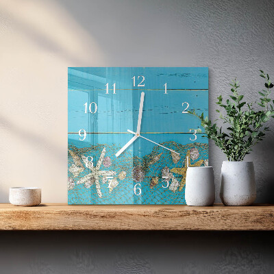 Cuadrado reloj de pared de cristal Tesoros del mar