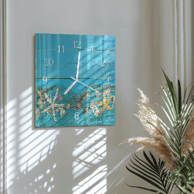 Cuadrado reloj de pared de cristal Tesoros del mar