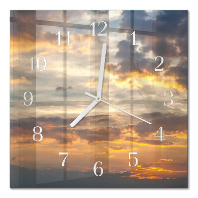 Cuadrado reloj de pared Atardecer