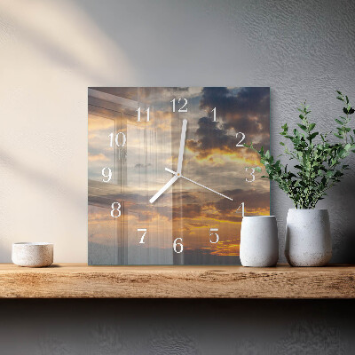 Cuadrado reloj de pared Atardecer