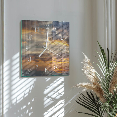 Cuadrado reloj de pared Atardecer