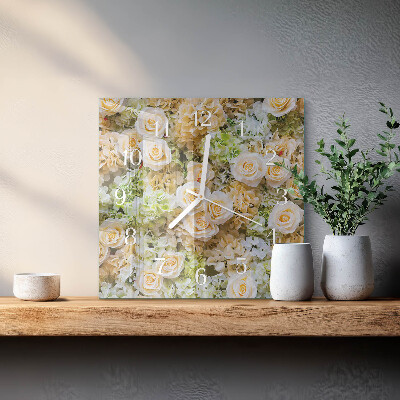 Reloj de cristal cuadrado Flores elegantes