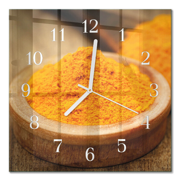 Cuadrado reloj de pared de cristal Cúrcuma