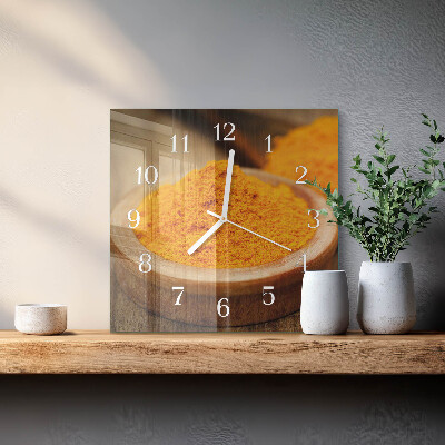 Cuadrado reloj de pared de cristal Cúrcuma