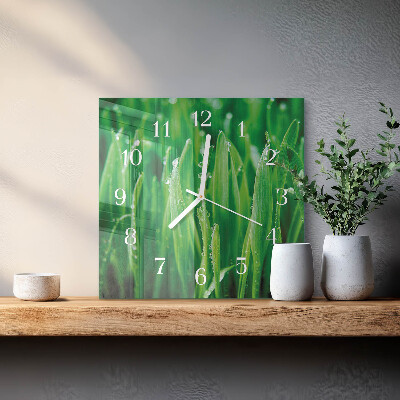 Reloj de vidrio cuadrado Hierba verde