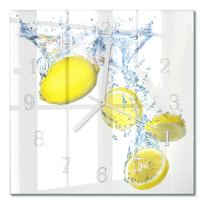 Cuadrado reloj de pared Limones
