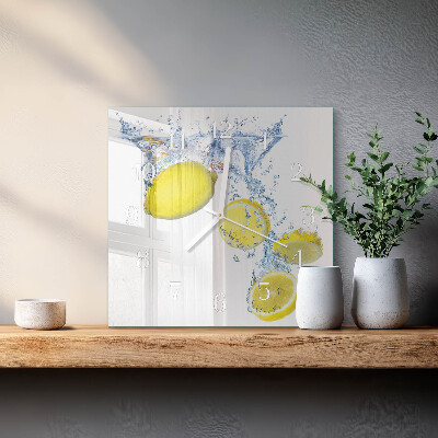 Cuadrado reloj de pared Limones