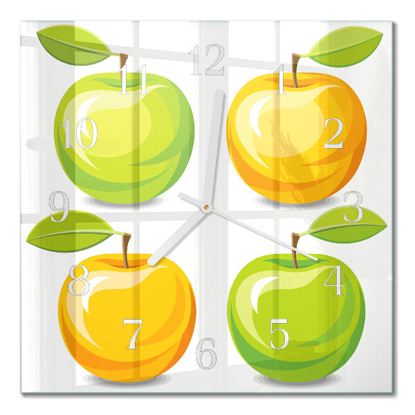Reloj de vidrio cuadrado Manzanas