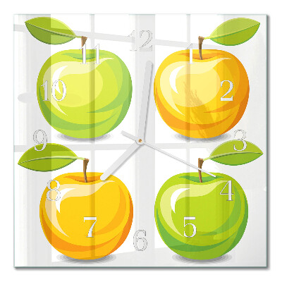 Reloj de vidrio cuadrado Manzanas