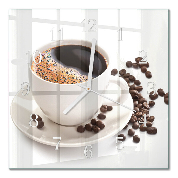 Reloj de vidrio cuadrado Una taza de café