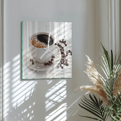 Reloj de vidrio cuadrado Una taza de café